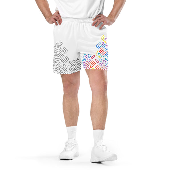 Men's Premium Mesh Shorts (Color Blocks) White
