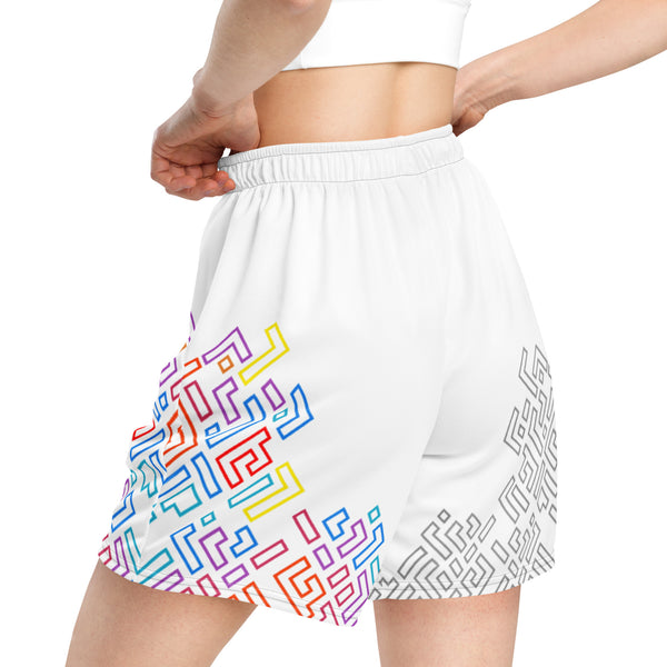 Women's Premium Mesh Shorts (Color Blocks) White