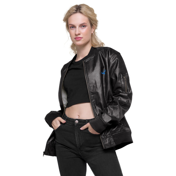 Women's Leather Bomber Jacket