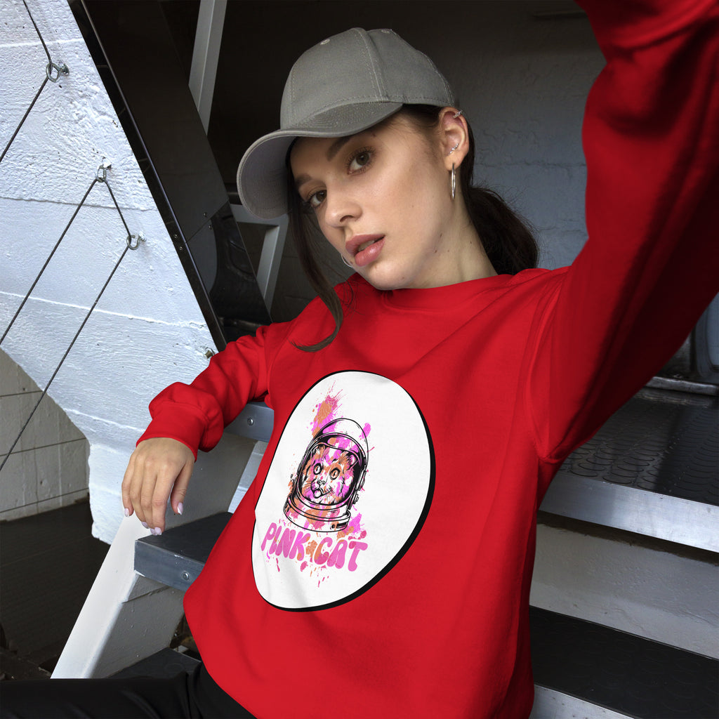 Women's Sweatshirt (Pink Cat)